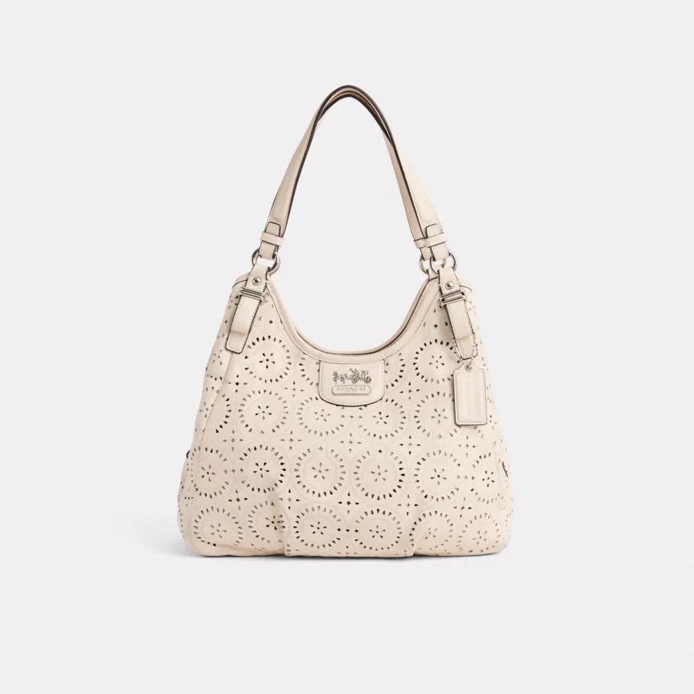 Coach Beige Perforated Shoulder Bag
